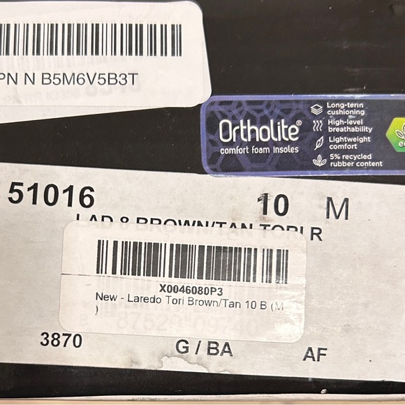 Laredo Tori 8" Women's 10M Leather Cowboy Boots BrownTan Ortholite Western - Picture 13 of 13